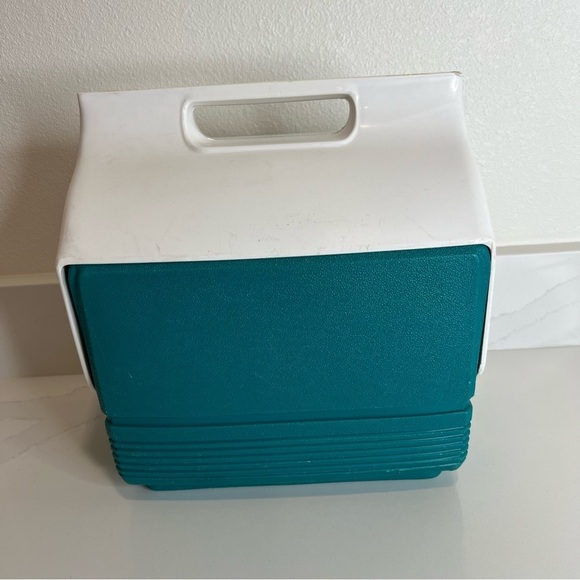 Vintage 90s Little Playmate Delux by Igloo Push Button Cooler - Green Purple - Picture 4 of 13